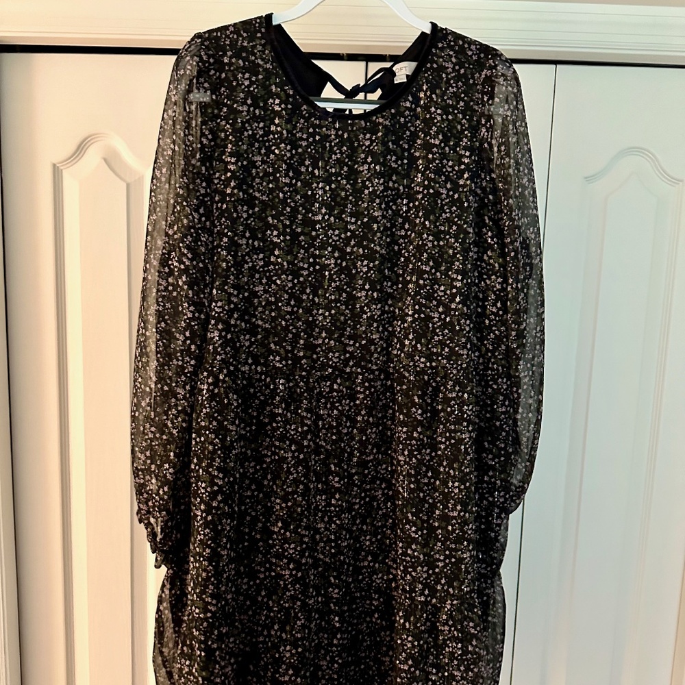 Loft Long Sleeve Velvet Dress